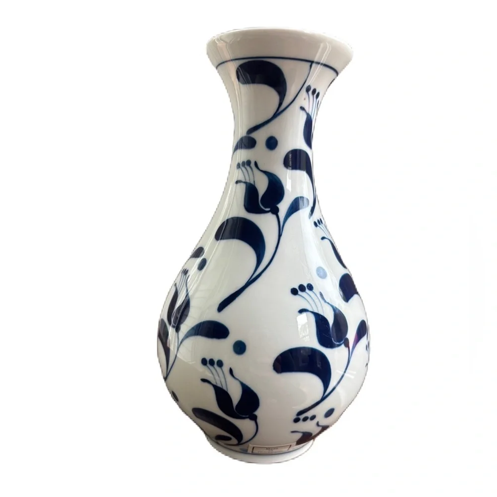 Albert Kessler & Co Hand Painted Porcelain Vase Blue & White Made in Philippines